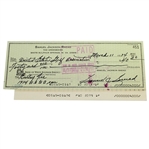 Sam Snead Signed 1974 Personal Check to the USGA for US Open Entry Fee JSA ALOA