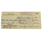 Sam Snead Signed 1953 Personal Check to the USGA for US Open Entry Fee JSA ALOA