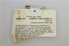 1976 Masters Tournament Series Badge #22008 - Ray Floyd Winner