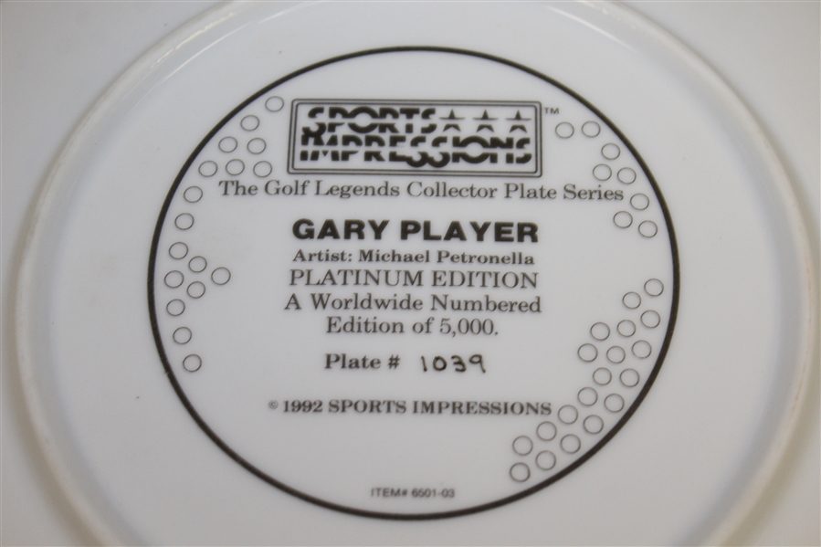 Gary Player Signed Ltd Ed 1992 Sports Impressions Platinum Edition Plate #1039 JSA ALOA