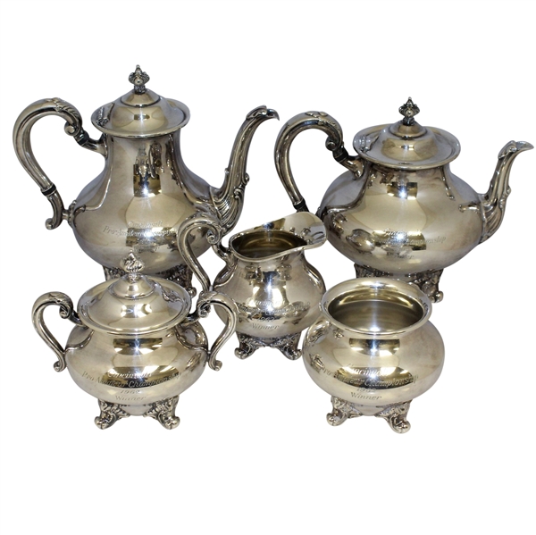 Jack Nicklaus & Pandel Savic 1962 Cincinnati Pro-Am Champions Silver Plated Trophy Tea Set
