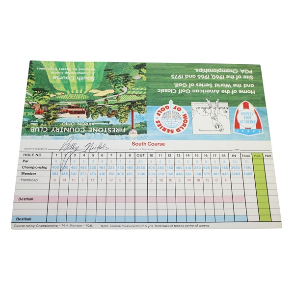 Bobby Nichols Signed Firestone Country Club Scorecard JSA ALOA