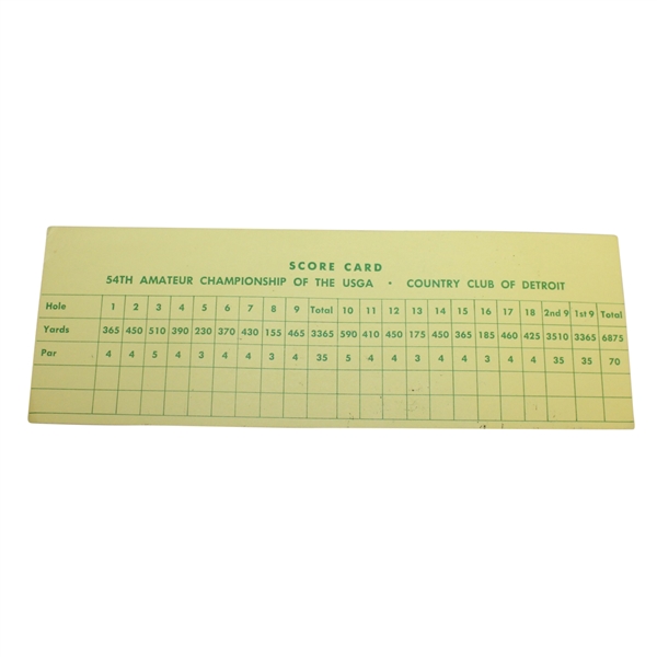 1954 US Amateur Scorecard From Program - Palmer Wins at Country Club of Detroit