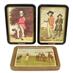Three Golf Ball Tin Lids with Golfing Scenes