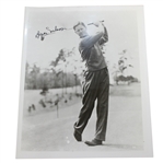 Byron Nelson Signed B&W Post Swing Photo JSA ALOA
