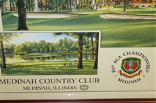 1999 PGA Championship Steve Lotus Poster with Tiger Woods Wedge Club - Framed