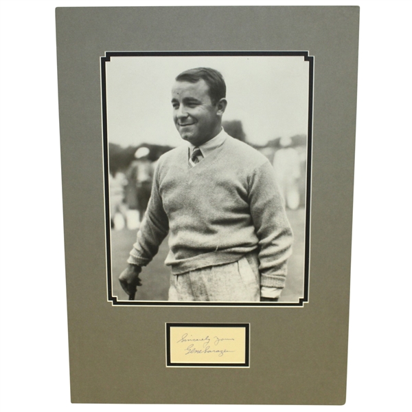 Gene Sarazen Signed Card with 11x14 B&W Photo - Matted JSA ALOA