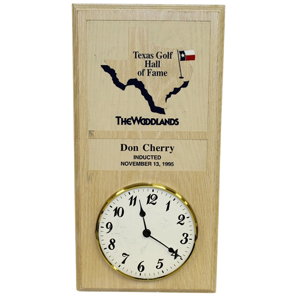 Don Cherrys Personal Texas Golf Hall of Fame Induction Mounted Clock - Nov. 13, 1995