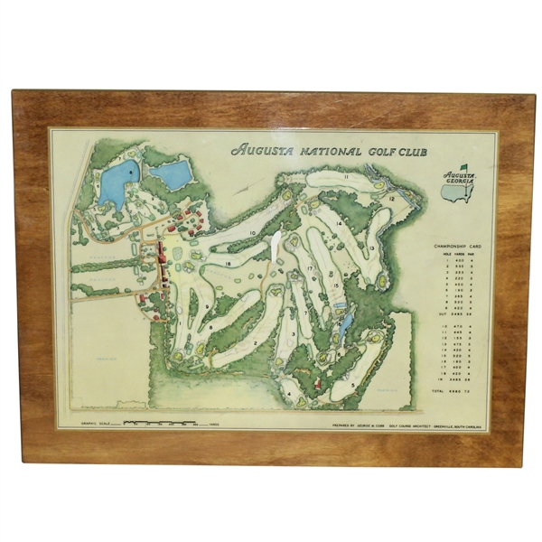 Don Cherrys Personal 1968 Augusta National GC Aerial View on Wood Perma Plaque by George Cobb