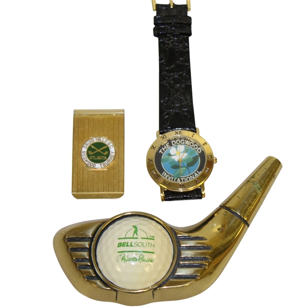 Furman Bisher Dogwood Invitational Watch, Money Clip, & BellSouth Atlanta Classic Items