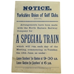 1899 Yorkshire Union of Golf Clubs North Eastern Railway Co. Train Schedule Announcement Sheet