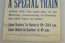1899 Yorkshire Union of Golf Clubs North Eastern Railway Co. Train Schedule Announcement Sheet