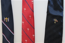Ryder Cup Ties - Blue with Multi Stripe Trophy, Red with Blue Stripe Trophy, & Blue Logo