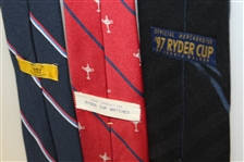 Ryder Cup Ties - Blue with Multi Stripe Trophy, Red with Blue Stripe Trophy, & Blue Logo