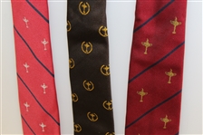 Ryder Cup Ties - Red with Blue Stripe Trophy, Brown with Trophy, & Red with Blue Stripe Trophy