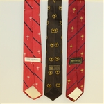 Ryder Cup Ties - Red with Blue Stripe Trophy, Brown with Trophy, & Red with Blue Stripe Trophy
