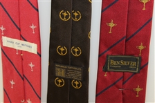 Ryder Cup Ties - Red with Blue Stripe Trophy, Brown with Trophy, & Red with Blue Stripe Trophy