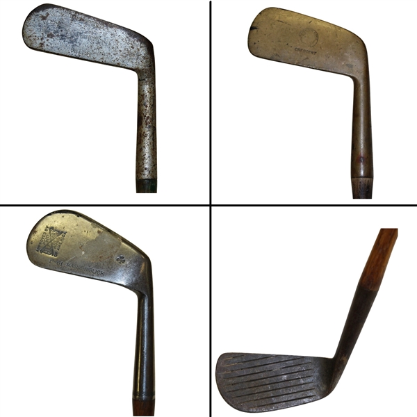 Four Golf Clubs - Munarch Putter, Spalding Cresent Iron, P-61 Niblick, & Roche Forged Iron