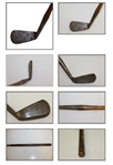 Four Golf Clubs - Invincible Mashie, Spalding Driver, Driver, & Unmarked Iron