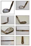 Four Golf Clubs - Invincible Mashie, Spalding Driver, Driver, & Unmarked Iron