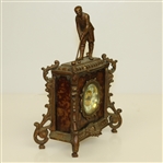 Vintage Ornate Wooden Clock with Figural Golfer