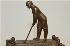 Vintage Ornate Wooden Clock with Figural Golfer