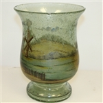 Vintage Blackheath Golfers on Green Tone Glass Vase