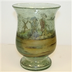 Vintage Blackheath Golfers on Green Tone Glass Vase