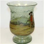 Vintage Blackheath Golfers on Green Tone Glass Vase