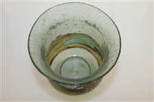 Vintage Blackheath Golfers on Green Tone Glass Vase