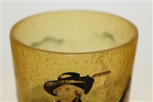 Vintage Blackheath Golfers on Copper Tone Glass Vase with Cup