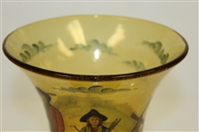 Vintage Blackheath Golfers on Copper Tone Glass Vase with Cup