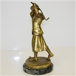 Circa 1925 Jose Dunach Gilt-Bronze Lady Golfer on Marble