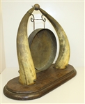 Art Deco Golf Themed Animal Horn Table Gong with Vintage Golfer - Includes Hammer