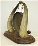 Art Deco Golf Themed Animal Horn Table Gong with Vintage Golfer - Includes Hammer