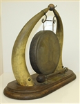 Art Deco Golf Themed Animal Horn Table Gong with Vintage Golfer - Includes Hammer