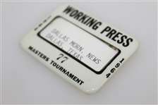 1964 Masters Tournament Working Press Badge #77 - Palmer 4th & Final Masters Win