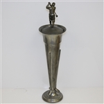 Large Golf Club Lined/Themed Revere Pewter Vase with Figural Golfer Stopper - Revere Pewter