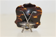 Antique Sterling Silver Crossed Clubs Golf Themed Paper Holder Clip