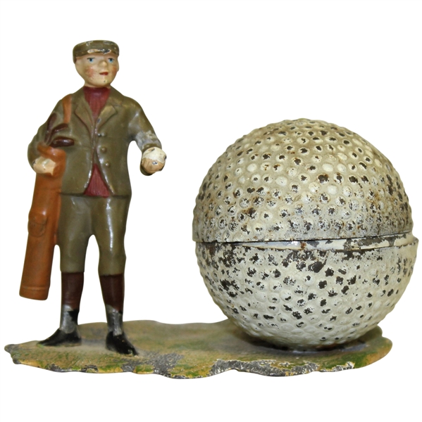 Vintage Golf Themed Inkwell with Golfer & Ball