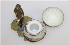 Vintage Golf Themed Inkwell with Golfer & Ball