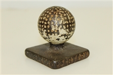 Cast Iron Golf Ball on Tee Desk Weight - 'Eastern Malleable Iron. Co. Naugatuck' Stamped