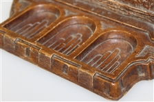 Pair of Carved Wooden Golf Themed Bookends - Golf Balls, Golf Bags, & Golf Clubs