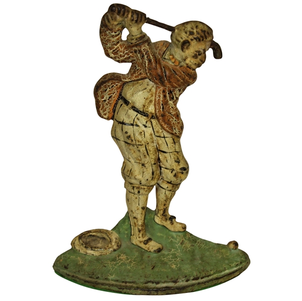 Circa Early 1900s Pre-Swing Cast Iron Golfer Door Stopper
