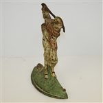 Circa Early 1900's Pre-Swing Cast Iron Golfer Door Stopper