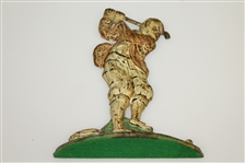 Circa Early 1900's Pre-Swing Cast Iron Golfer Door Stopper