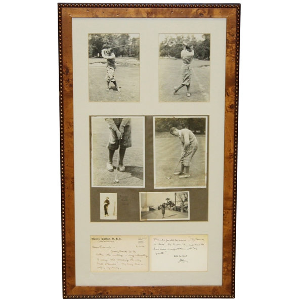 Henry Cotton Signed 1974 Postcard with Photos - Framed JSA ALOA