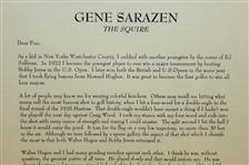 Gene Sarazen 'The Squire' Signed Ltd Ed 12/100 Letter & Signed Photo - Framed JSA ALOA