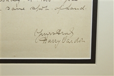 Harry Vardon Signed & Handwritten Note on Letterhead  FULL JSA #Z90632