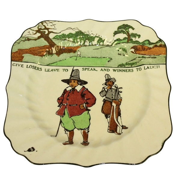 Royal Doulton Square Golf Plate Give Losers Leave To Speak, And Winners To Laugh